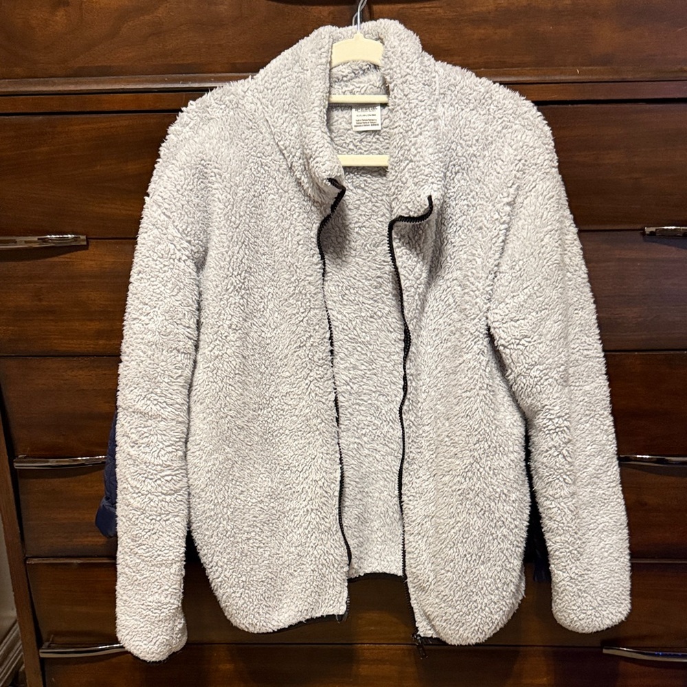 PINK Victoria's Secret Light Gray Teddy Jacket